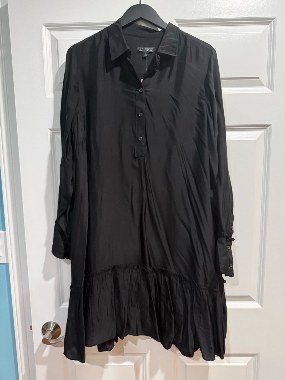 J.Crew Amelia Popover Shirt-dress in Drapey Viscose Twill Black NWT Size XL - Picture 2 of 8